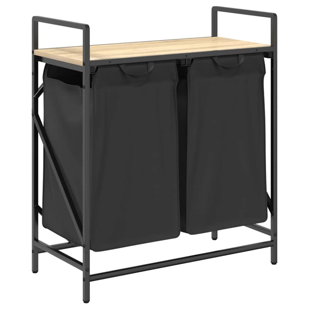 Vidaxl Laundry Basket 2 Compartments With Shelf Sonoma Oak Laundry Hamper