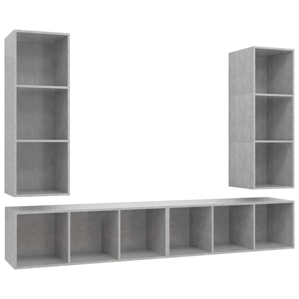 vidaXL 4x Wall Mounted TV Cabinets Concrete Grey Engineered Wood TV Stand