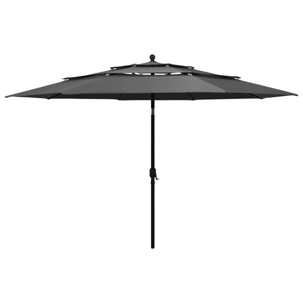 vidaXL 3-Tier Garden Parasol with Aluminium Pole Outdoor Umbrella Anthracite
