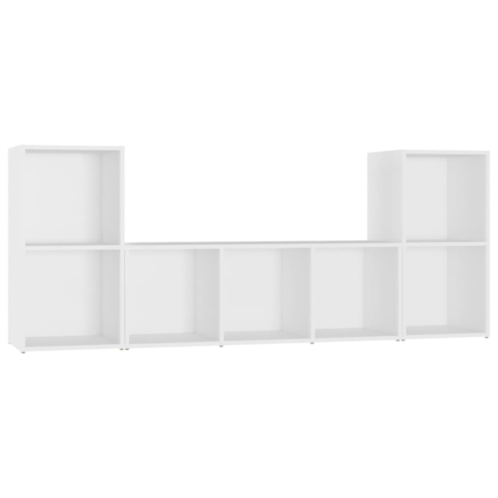 Vidaxl Tv Cabinet Set 3 Piece White Engineered Wood Home Tv Stand Cabinet