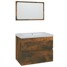 vidaXL Bathroom Furniture Set Smoked Oak Engineered Wood Under Sink Cabinet