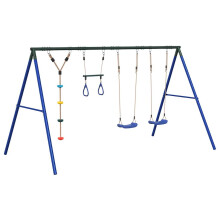 vidaXL Outdoor Swing Set with Swings, Trapeze, Disc Swing Garden Play Swing