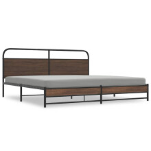 vidaXL Metal Bed Frame without Mattress Brown Oak 200x200 cm bedroom furniture