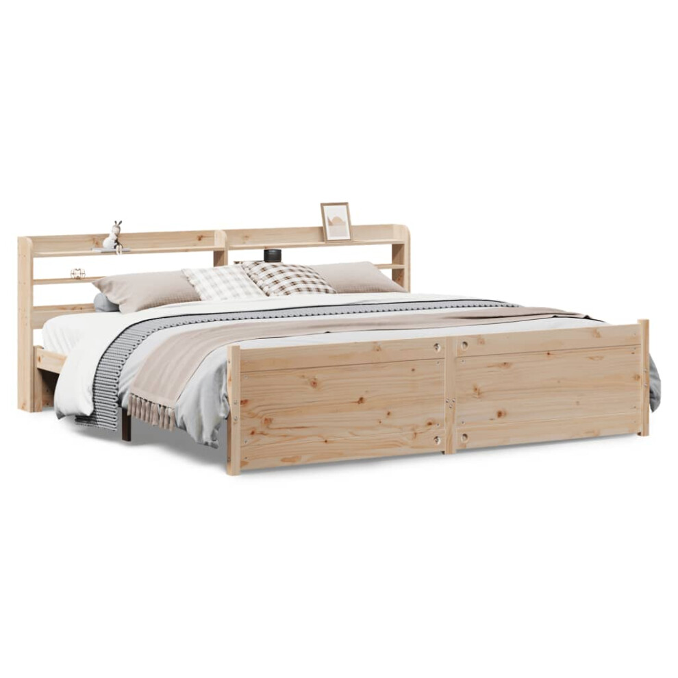 vidaXL Bed Frame with Headboard Bed 180x200 cm Super King Solid Wood Pine