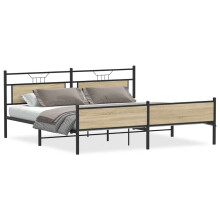 vidaXL Metal Bed Frame without Mattress Sonoma Oak 200x200 cm double bed