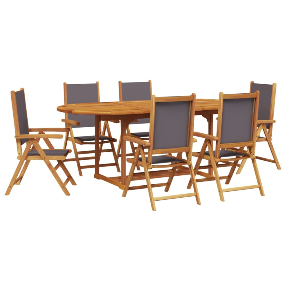 Vidaxl Garden Dining Set 7 Piece Dining Chair Anthracite Fabric And Solid Wood