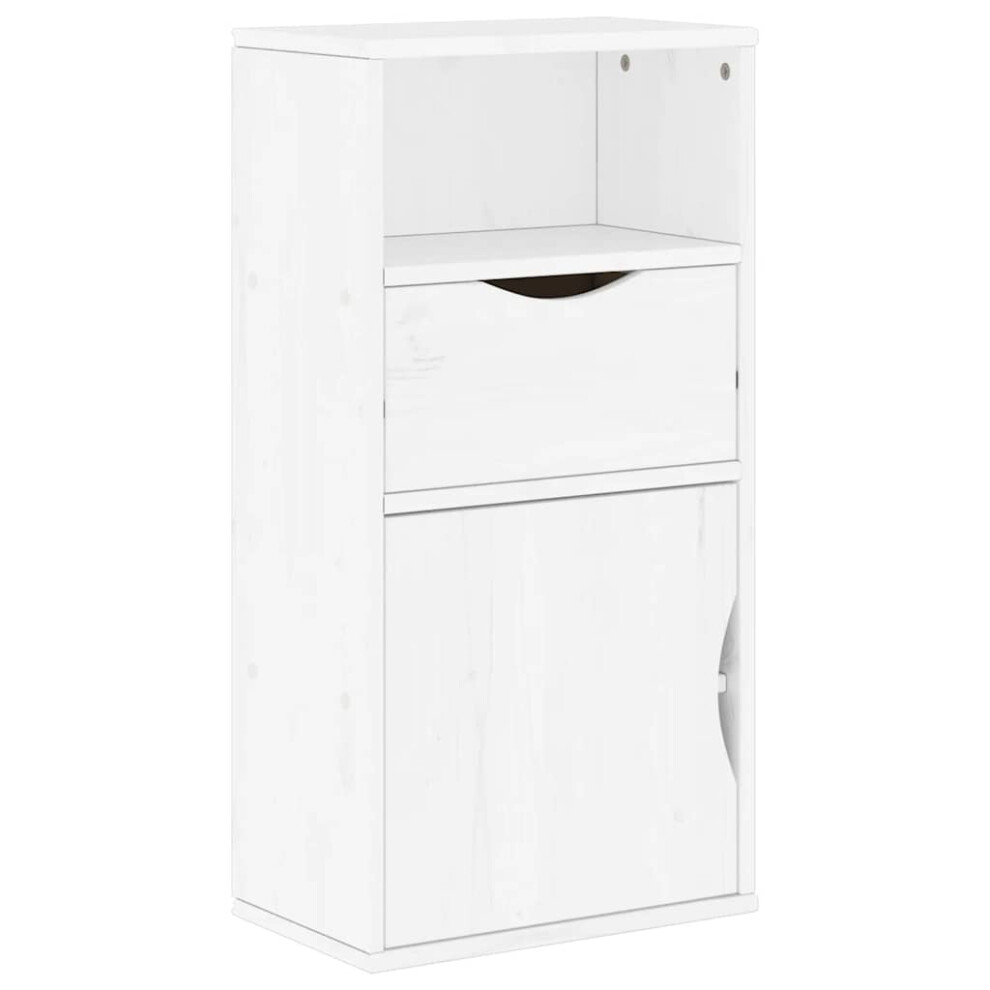 vidaXL Side Cabinet with Drawer ODDA White 40x24x79 cm Solid Wood Pine cabinet-image-OPC-PHCZY5D-NEW