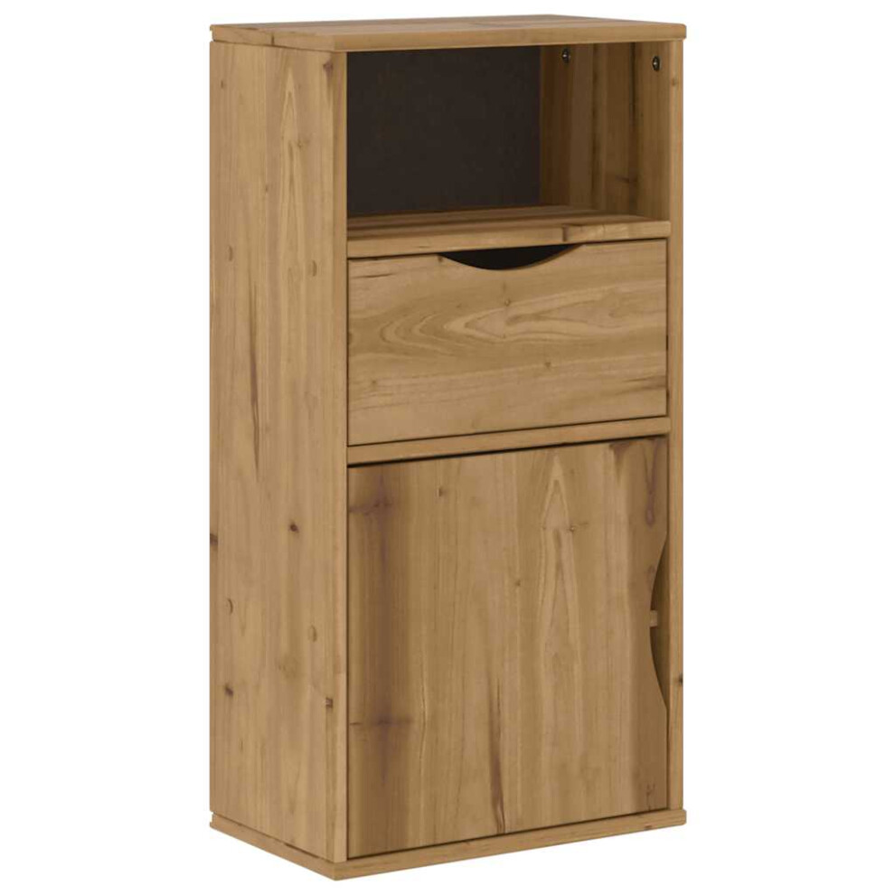 Vidaxl Side Cabinet With Drawer Odda 40X24x79 Cm Solid Wood Pine Cabinet