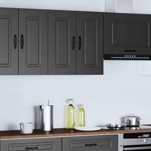 VidaXL vidaXL Kitchen Wall Cabinet Kalmar Black Engineered Wood kitchen wall unit 2