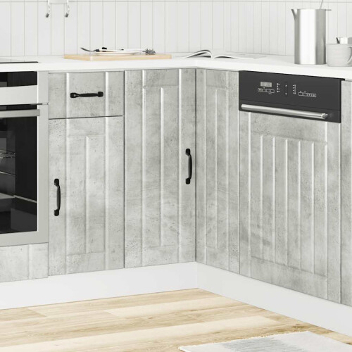 VidaXL vidaXL Kitchen Corner Base Cabinet Lucca Concrete Grey Engineered Wood 2