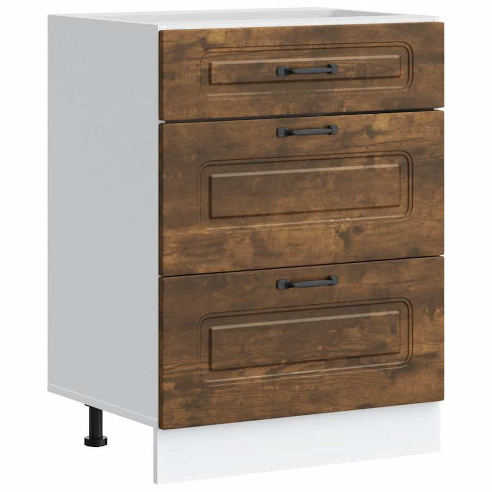 Vidaxl Kitchen Base Cabinet Kalmar Smoked Oak Engineered Wood