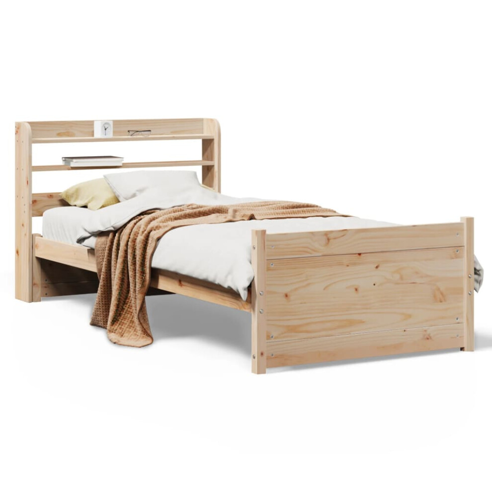 Vidaxl Bed Frame With Headboard Bed Base Bedstead 90X200 Cm Solid Wood Pine