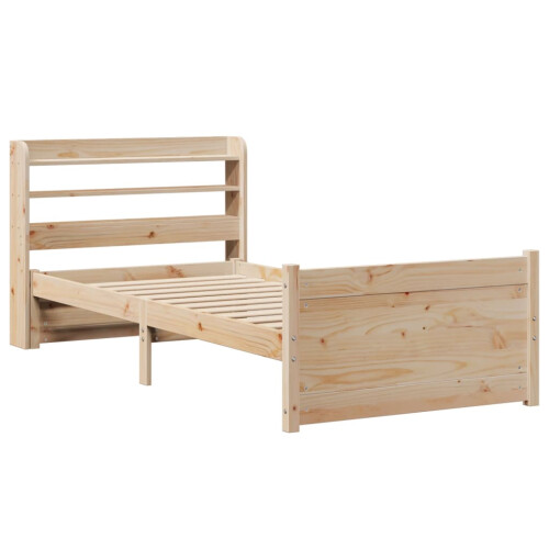 VidaXL vidaXL Bed Frame with Headboard Bed Base Bedstead 90x200 cm Solid Wood Pine 2