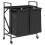 VidaXL vidaXL Laundry Basket 2 Compartments with Wheels Black Oak laundry hamper 5