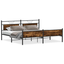 vidaXL Metal Bed Frame without Mattress Smoked Oak 193x203 cm double bed