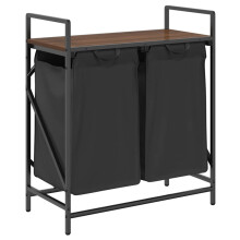 vidaXL Laundry Basket 2 Compartments with Shelf Brown Oak laundry hamper