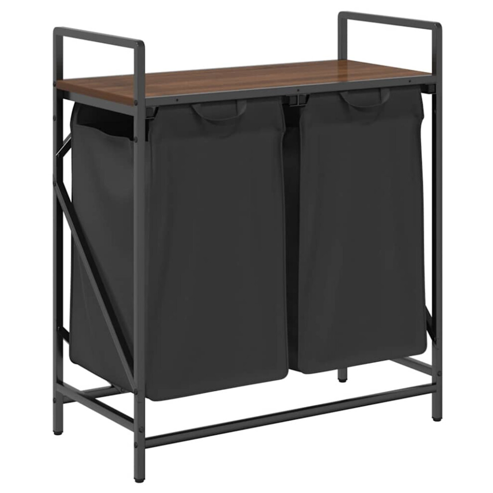 vidaXL Laundry Basket 2 Compartments with Shelf Brown Oak laundry hamper