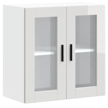 vidaXL Porto High Gloss White Kitchen Wall Cabinet with Glass Door - Space-Saving Engineered Wood Storage, 60x31x60 cm