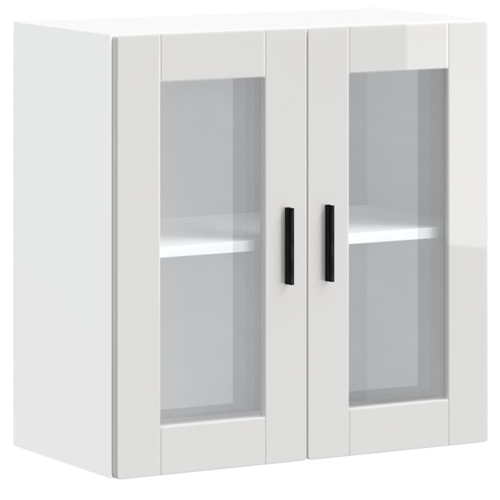 Vidaxl Porto High Gloss White Kitchen Wall Cabinet With Glass Door - Space-Saving Engineered Wood Storage, 60X31x60 Cm - Image 3