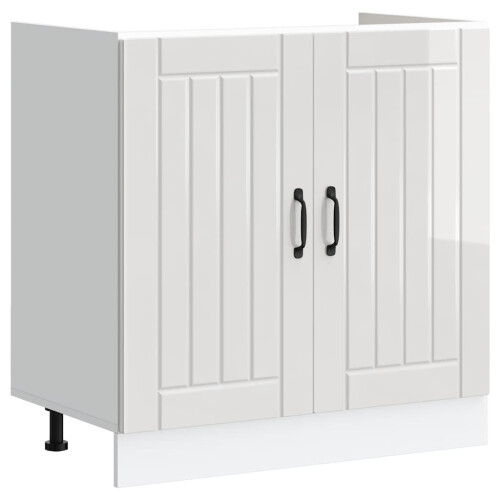 VidaXL vidaXL Sink Base Cabinet Lucca High Gloss White Engineered Wood