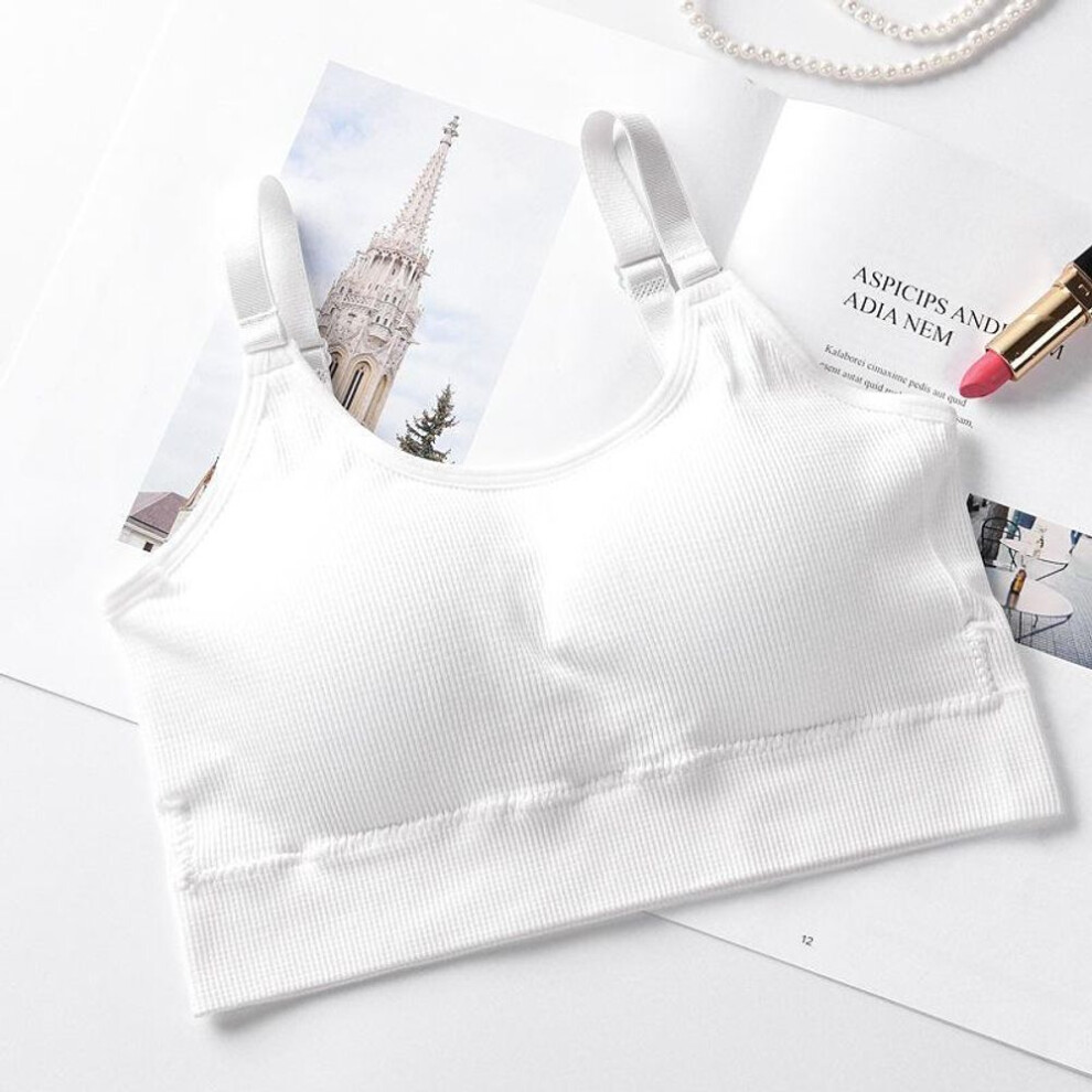 (white, One Size) Japanese-Style Sports Bra: Shockproof, No Steel Ring, Adjustable Straps, Chest Pad, Yoga Vest