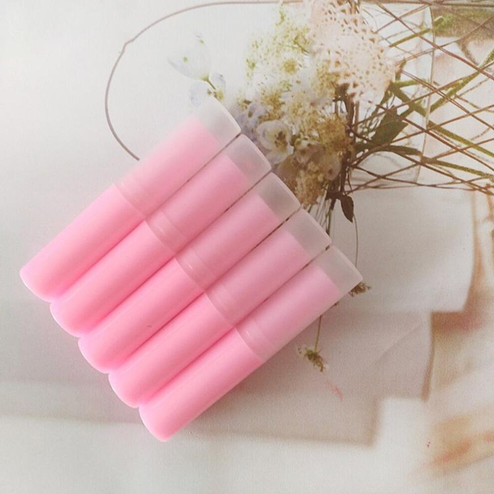 (pink) 5pcs/lot 3g Lip Balm Container With Caps Mini Empty Lip Balm Stick Tube Lipstick