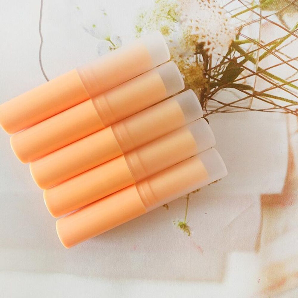 (orange) 5pcs/lot 3g Lip Balm Container With Caps Mini Empty Lip Balm Stick Tube Lipstick