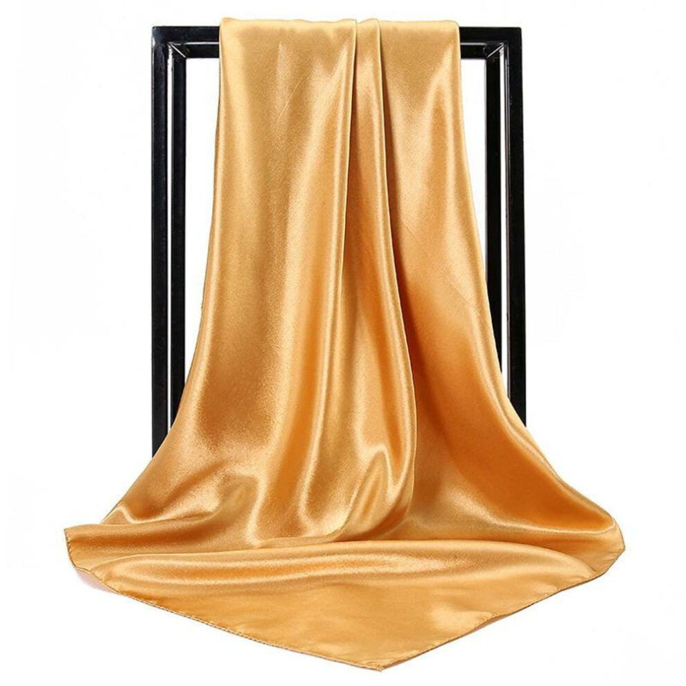 (ginger) 90cm Solid Color Big Square Scarf Fashion Simulation Silk Scarf Malaysia Satin Women Multi-purpose Headscarf