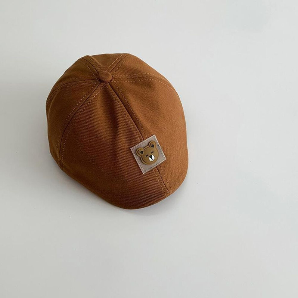 (coffee) Cartoon Bear Baby Boy Girl Beret Cap Cute Breathable Soft Cotton Infant Peaked Hat Casual Travel Toddler Newsboys Hat Berets