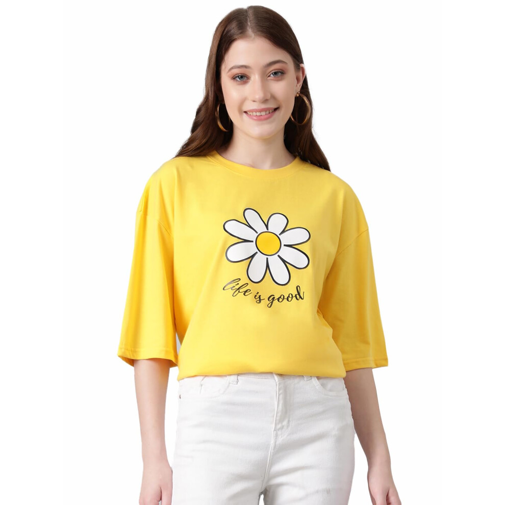 T-Shirts Oversize ImpriméS En Coton MéLangé Pour Femmes Kotty-image