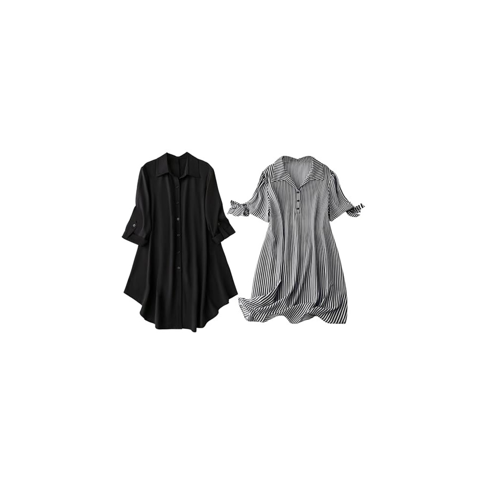 Vestido Occidental De RayóN Para Mujer Por Encima De La Rodilla De Leriya Fashion (LF-WD1099 Y Wd1143_Negro)-image