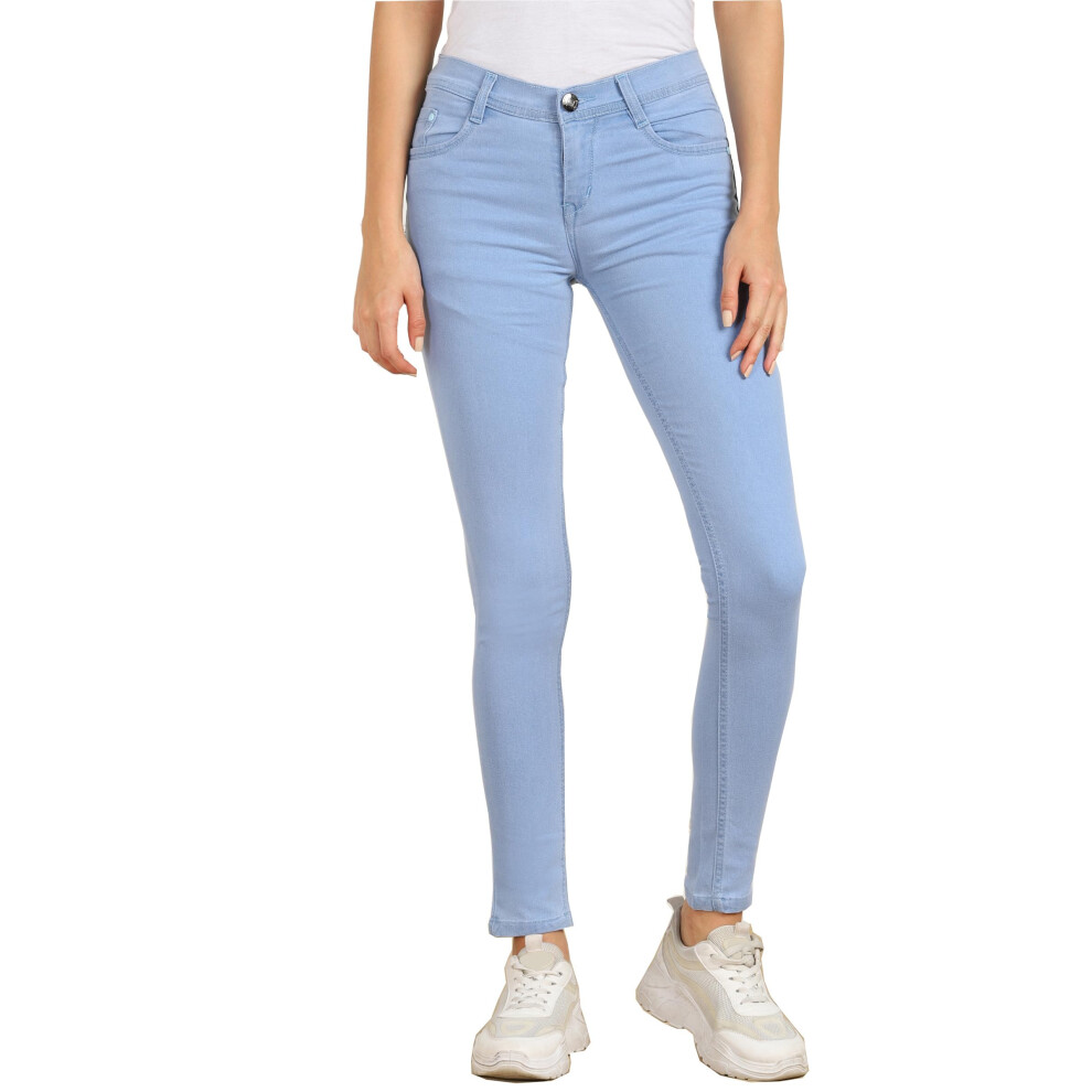 Vaqueros EláSticos De Corte Entallado Para Mujer (Jean_Pln_Azul Cielo_30)-image