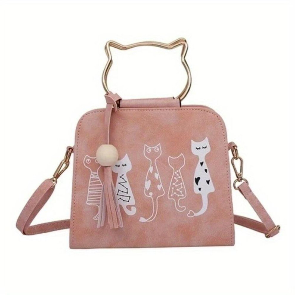 (pink) 1pc Fashion Accessories Messenger Bag Women Handbags Cat Pattern Shoulder Crossbody Bag