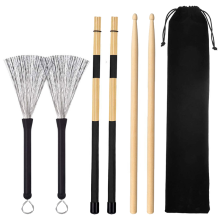 Set van 6 jazzdrumstokken, 5A intrekbare drumdraadborstels, voor kinderen, volwassenen en rockbands.
