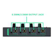 Amplificatore per cuffie stereo a 6 canali, mini splitter per auricolari portatile, mixer audio a basso rumore per studio di registrazione, verde