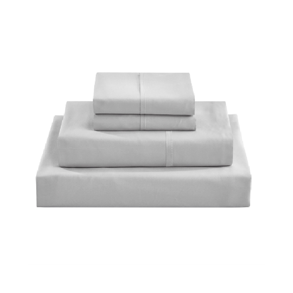 Parure de lit 4 pièces en microfibre ultra douce et facile d'entretien, gris clair, uni