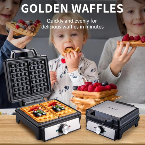 WaffleMaker Single Plate Two- Bread Maker,Double-Sided Heating,Non-Stick Design,Suitable for Family Restaurant (UK) 2