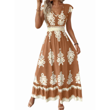 Naisten kesämekot 2025 Rento röyhelöhihainen kesämekko Boho Beach Camel M