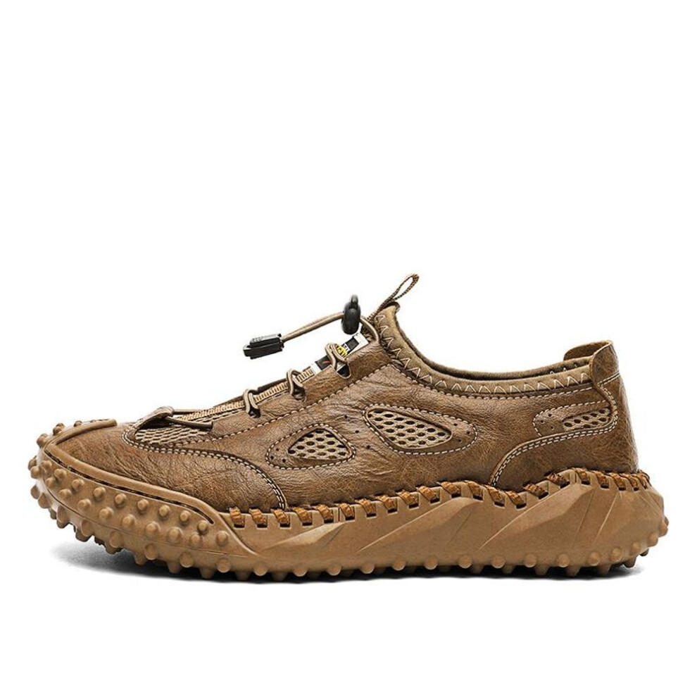 (brown, 45) Summer Breathable Outdoor Casual Shoes Men Sneakers Antiskid Slip On Walking Shoes Moccasins Man Shoes