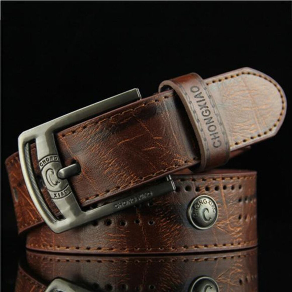 (brown, One Size) Retro Fashion Pin Buckle Belt Casual Rivet Wild Pants Belt