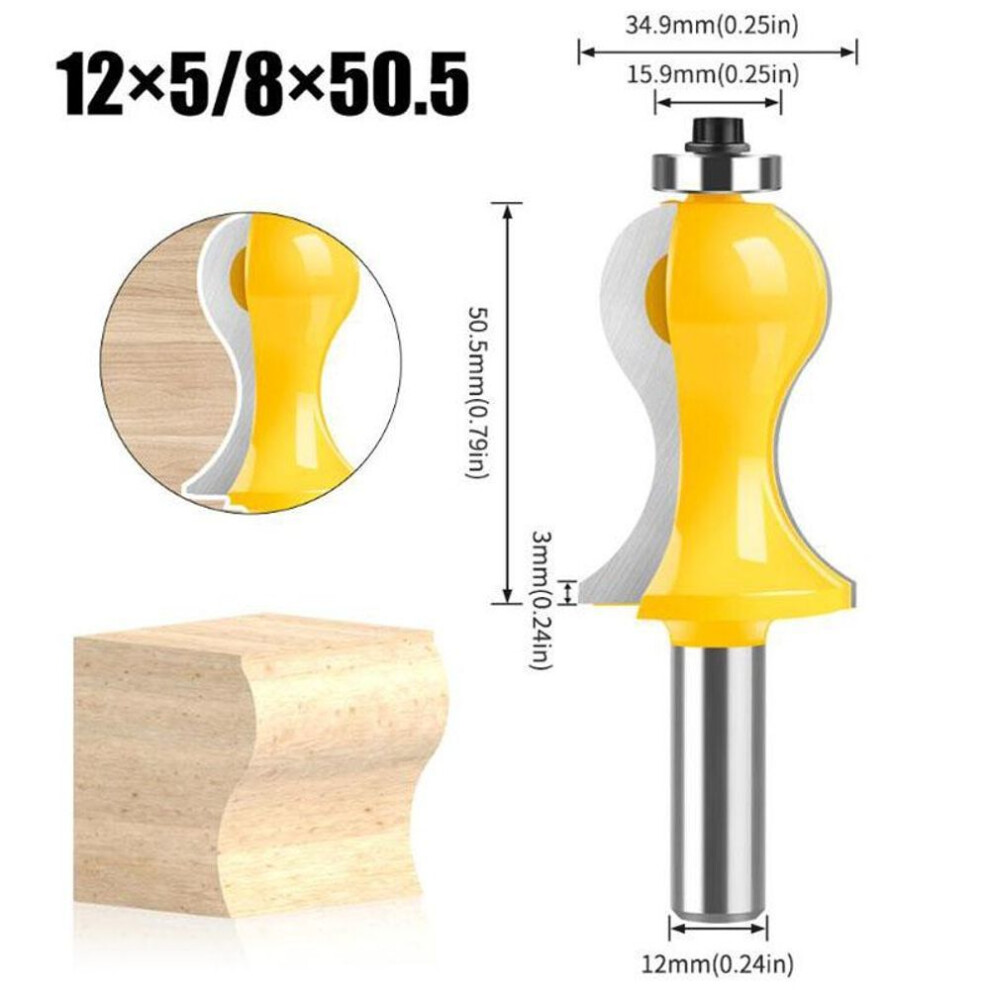 Bottle Handrail Router Bit Stair Handrail Cutter Woodworking Milling Cutter Carving Cutter Line Cutter Door 12mm shank