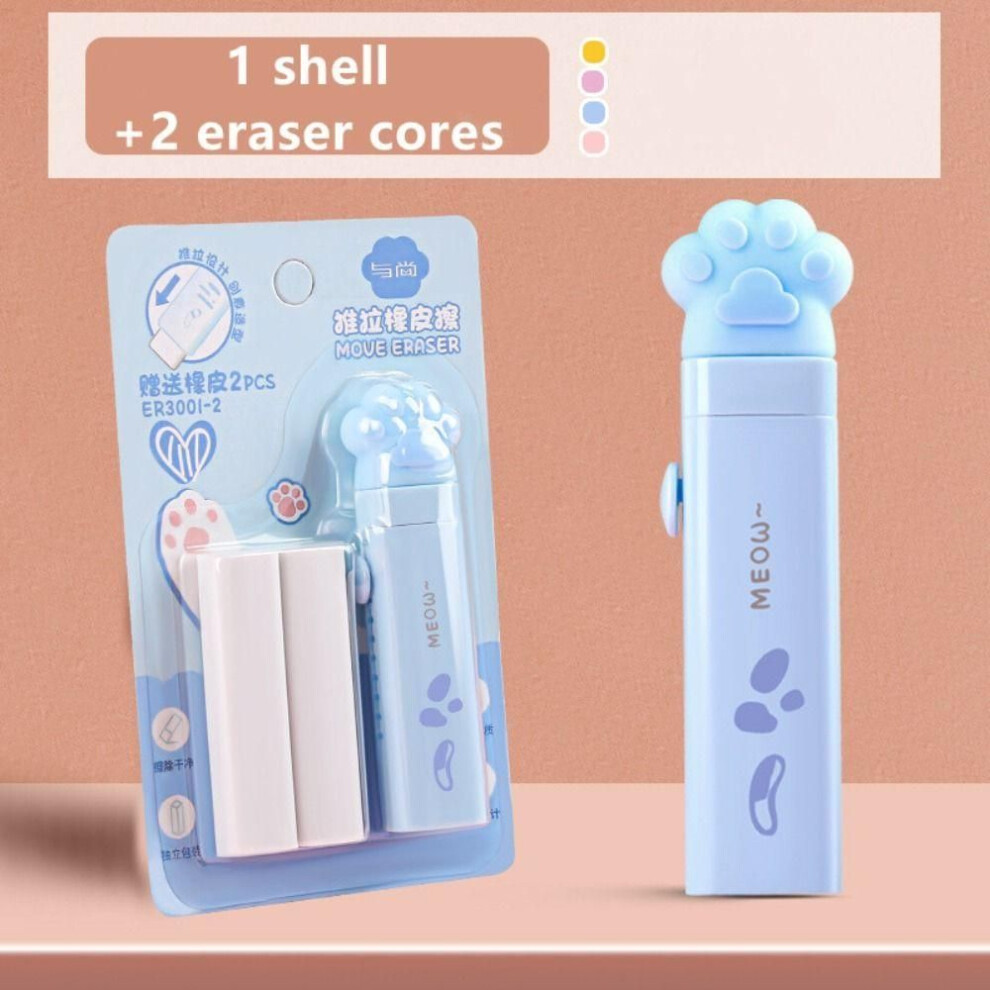 (Blue Cat Claw) Push-pull Design Animal Erasers Cat Paw/astronaut Astronaut Eraser Correction Tool  Student