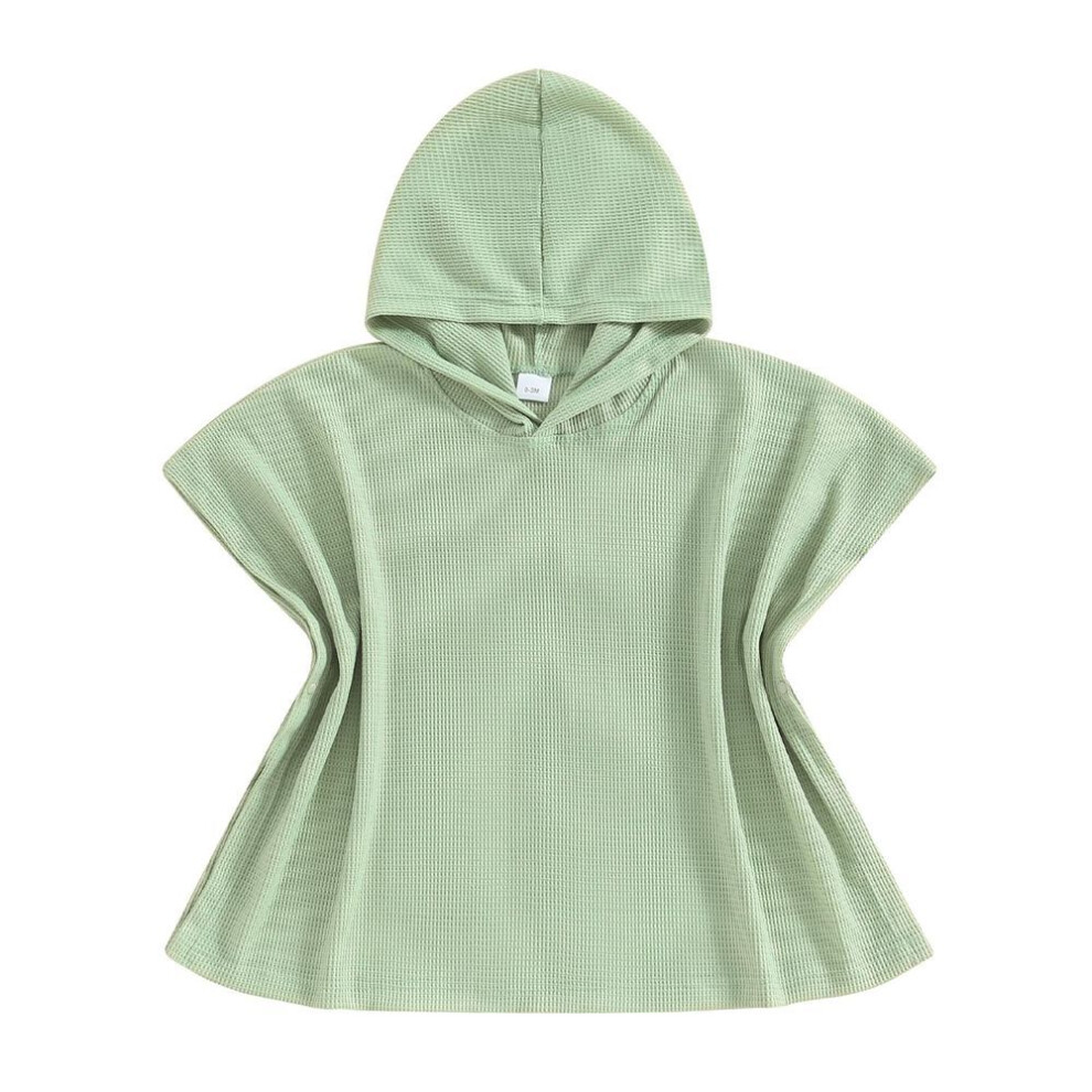 (green, 3-4 Years) Kid 's Beach Towel with Hood Solid Color Waffle Loose Fit Swim Cover Up Boys Girls Hooded Beach Towel