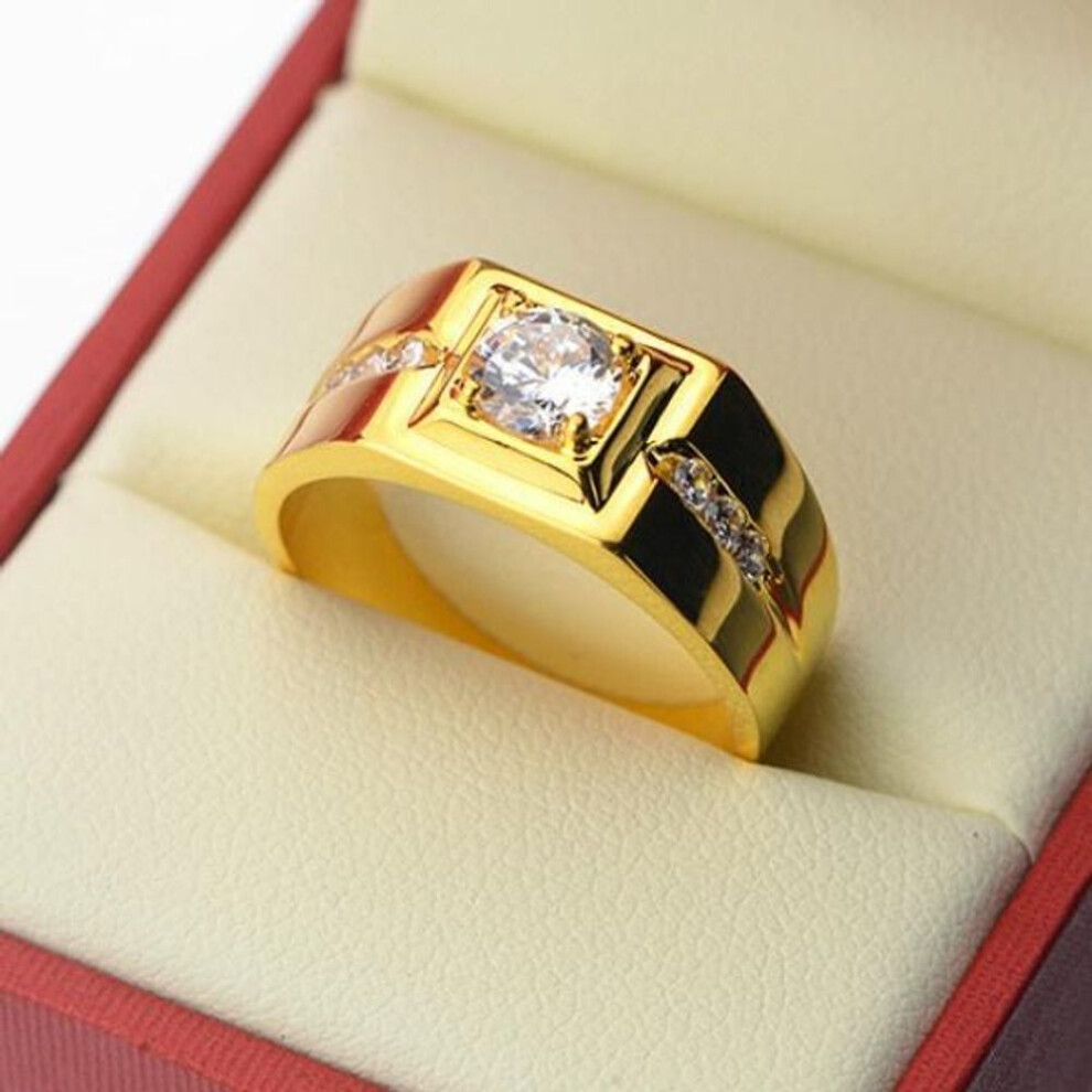 (gold, 11) New Gentlemanly Gold Ring Mens Domineering Ring Wedding Diamond Ring Accessories