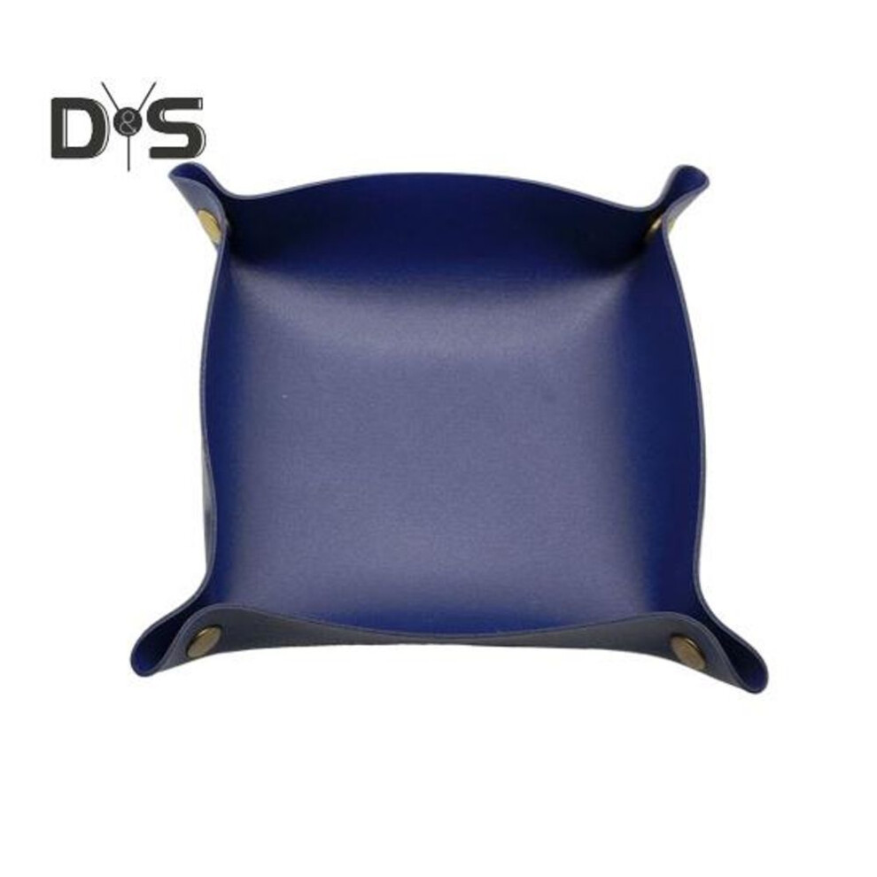(dark blue, M) Multifunctional Storage Tray Foldable Design Solid Color Coaster Coffee Cups Mat Decorative Jewelry Storage Organizer