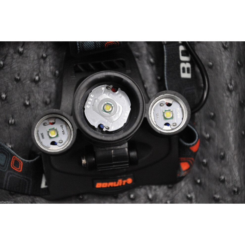 Boruit 12000 Lumen Headlamp Xml 3x T6 Led Headlight 18650 Light Charger Battery