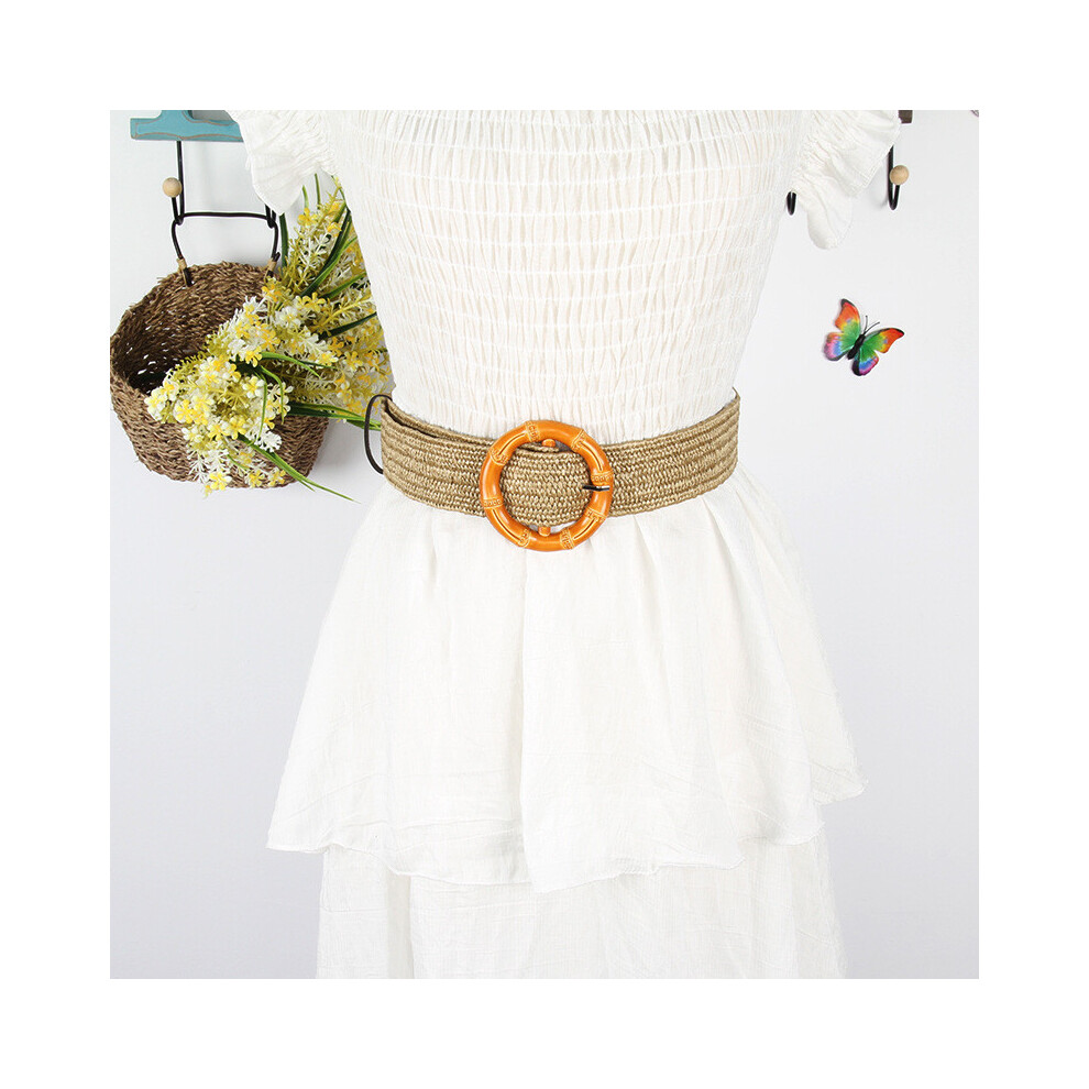 (StyleC) Waist Weave Rope Bamboo Kno Imitation Woven Round Buckle Women Belt Gift Waist-image-OPC-PHD2QYD-NEW