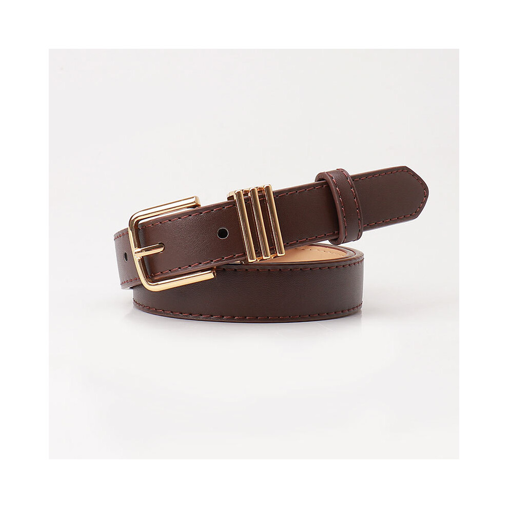 (Brown) Elegant Women Casual Faux Leather Belt With Alloy Pin Buckle Daily For Use