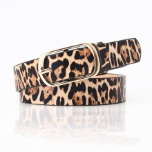 (Leopard Print) Leather Elegant Waist Belt Women Metal Buckle Multiple Decoration Casual Pattern