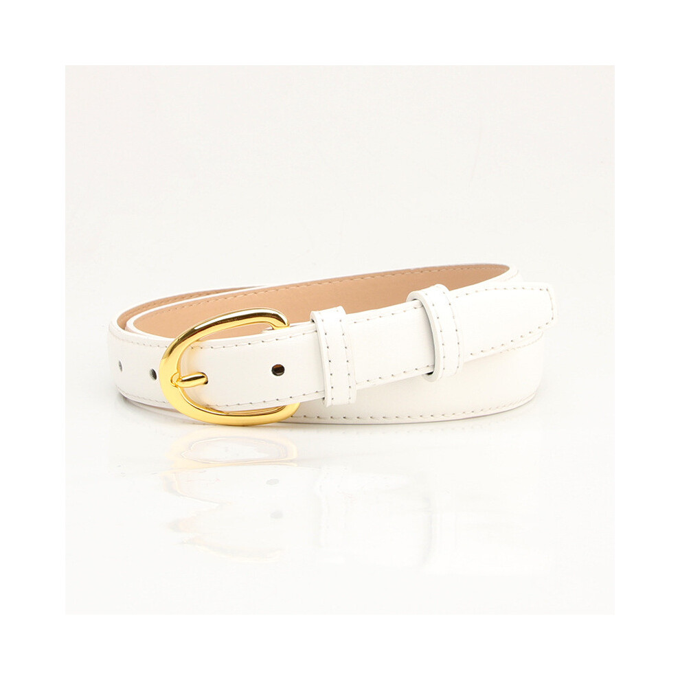 (White) Pu Simple Leather Waist Belt With Metal Pin Fastener For Wears Office Student-image-OPC-PHD2W6Z-NEW